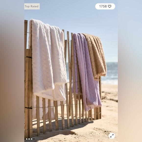 Anthropologie Other - Anthropologie Faux Fur Cable-Knit Sweater Throw Blanket